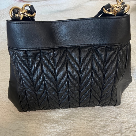 Coach Black Quilted Shoulder Bag with Gold Accents - Picture 2 of 4